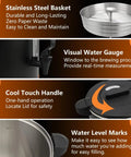 30 Cup Commercial Coffee Urn For Catering Pro Grade 6L Large Capacity With Double Wall Stainless Steel Brew System Dripless Faucet Quick Brew 750W High Volume Coffee Maker features and components.