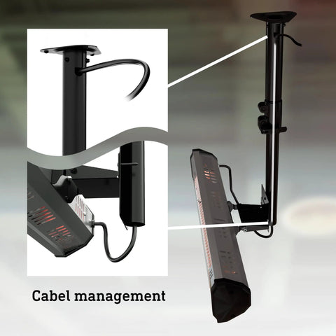 Tradesman Ceiling Mount Infrared Heater With Instant Heat 1500 Watt 110 Volt Plug In 5200 BTU Output showing cable management