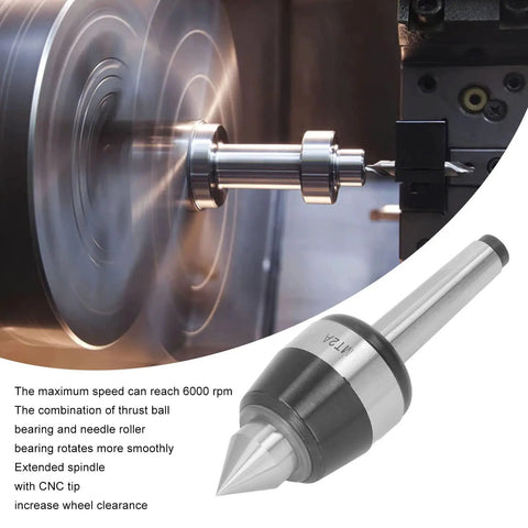 Beefed Up Cnc Lathe Live Center Featuring Quadruple Bearing Assembly For Dead Smooth Operation And Nail On Accuracy At 6000 Rpm Plus Solid As The Rock Mt2a Revolving Support