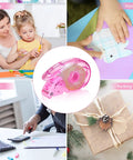 Sleek Pink Automatic Tape Dispenser For Washi And Standard Office Tape Super Handheld Push Cut Mechanism for crafting and packing.