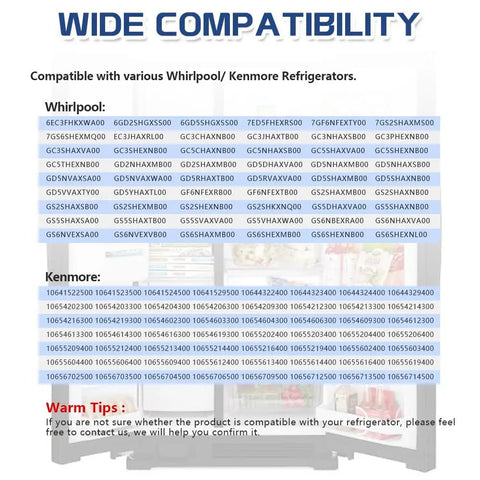 Wide compatibility list for Upgraded Fridge Crisper Drawer Slide Rail Kit No Sweat Install Heavy Duty Straight Swap Replacement.
