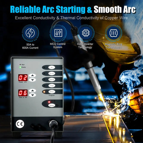 Jewelry Spot Welder Machine 110V 60Hz Pulse Argon Arc for Gold and Hardware Repair shown with sparks and control panel