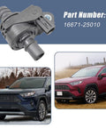 Drive Smooth And Stress Free With Heavy Duty Coolant Water Bypass Control Valve Engineered For Toyota And Lexus Platforms Straight Swap Replacement For Camry Rav4 Avalon Sienna Highlander Venza Es300h Es350 Nx250 Direct Fit 1667125010 - coolant valve close-up with Toyota RAV4 in background.
