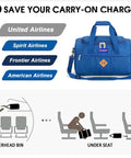 Underseat Personal Item Duffle Bag Measures 17 By 10 By 9 Inches, Fits Major Airlines Like Spirit JetBlue Frontier American Navy
