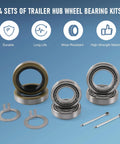 Heavy Duty Trailer Hub Bearing Kit For 5200-7000 Lb Tandem Axles, Set Of 4 with bearings, seals, washers, and pins