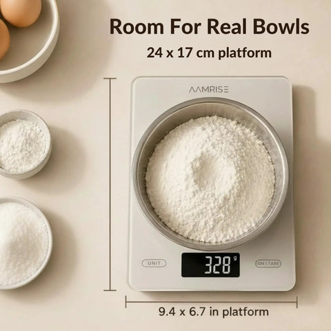 Big Digital Kitchen Scale For Baking And Meal Prep With Large Platform Grams And Ounces Backlit Display Auto Off 33Lb 15Kg Capacity
