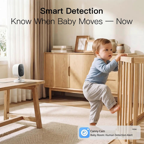 2.5K Outdoor Indoor Security Camera System With Color Night Vision installed in baby room monitoring child in crib