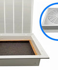 Ceiling Diffuser Grille For Drop Ceiling With Air Box And Bulls Eye Back 24 By 24 Inches Max Airflow Return Air Grille For HVAC shown open