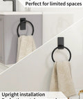 Adhesive Towel Ring For Bathroom No Drilling Install Easy Mount Hand Towel Holder with upside-down and upright views