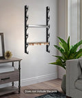 Straight Up Solid Metal Wall Mount Vinyl Holder Rack Stores Six Rolls With Adjustable Brackets in modern decor setting.