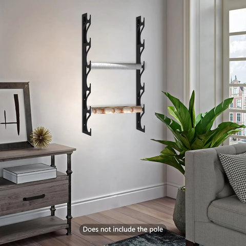 Straight Up Solid Metal Wall Mount Vinyl Holder Rack Stores Six Rolls With Adjustable Brackets in modern decor setting.