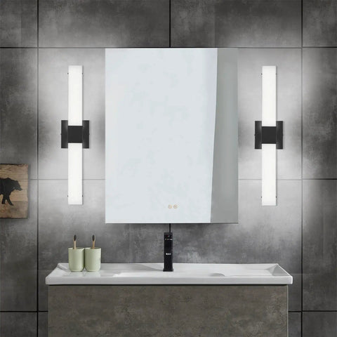 24 Inch Dimmable Bathroom Vanity Light Matte Black Wall Mount With 20W LED Three Color Temperatures 3000K 4000K 5000K Over Mirror