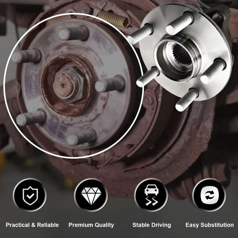 Beefy Front Wheel Hub and Bearing Assembly Set for 2005 to 2014 Outback and Legacy with 5 Lug Bolts and ABS installed