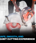 Worker using 14 Inch Universal Diamond Blade For Dry And Wet Cutting Concrete Granite Tiles Natural Stone And Metal