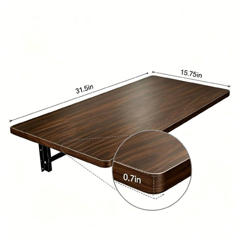Fold-Down Wall Mount Workbench Desk for Small Spaces, 31.5 by 15.75 inches wood texture with brackets