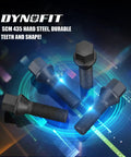 Upgrade Your Rig With These Slick Extended Lug Bolts Featuring M12x1.5 Thread And Sixty Degree Conical Seat Designed For Aftermarket Wheels With Spacers To Securely Mount Your Bmw M3 M5 M6 X1 Z3 1 Series Three Series, four black SCM 435 steel bolts on a glowing background.