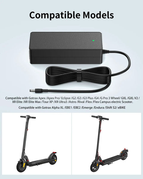 42V 2A Replacement Charger For Gotrax Electric Scooters Compatible With Apex Eclipse G2 G3 G4 Tour XP Rival GXL XR Elite XR Ultra Astro G Pro 3 Wheel And More