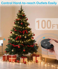 Wireless Garbage Disposal Switch Kit With Remote Control shown controlling Christmas tree lights with 100ft RF range.