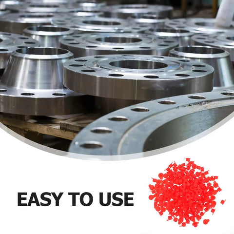 Image of Red PVC Internal Thread Dust Plugs Caps Oil Resistant Rubber Cylinder Hole Plugs for Industrial Use with metal flanges.