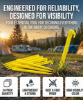24 Pack 9 Inch Yellow Plastic Tent Pegs Stakes For Camping And Outdoor Use Durable Lightweight PP Stakes in ground