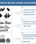 Premium Metric Screw Set 1230Pcs M2 M3 M4 M5 Kit with hex socket head cap bolts, nuts, washers, alloy steel, anti-rust features.