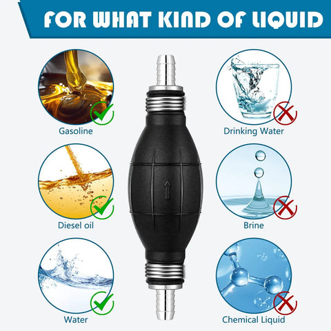 Four Pack Black Primer Bulb Rubber Fuel Transfer Siphon Hand Pump for marine gas lines and outboard engines, 5/16 inch
