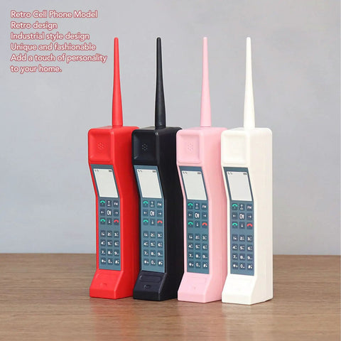 Hella Nostalgic White Retro Brick Cell Phone Model Ornament For Office Desk Decor Vintage 80S 90S Throwback Piece in multiple colors