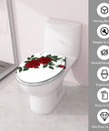Round Resin Toilet Seat for Bathroom with floral design, fits most toilets, dimensions 14.5" x 16.5", easy to clean.