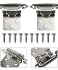 2 Pack Overlay Cabinet Hinges Self Closing Semi Concealed Hinges For Face Flush Mount Kitchen Cabinet Doors With Adjustable Overlay Soft Closing And Built In Door Bumpers In Sturdy Steel Silver Finish
