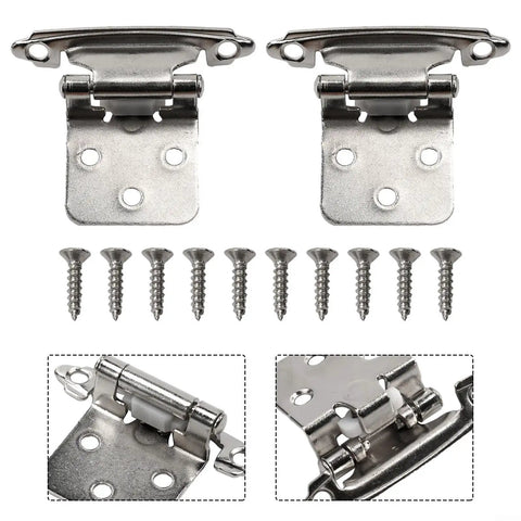 2 Pack Overlay Cabinet Hinges Self Closing Semi Concealed Hinges For Face Flush Mount Kitchen Cabinet Doors With Adjustable Overlay Soft Closing And Built In Door Bumpers In Sturdy Steel Silver Finish