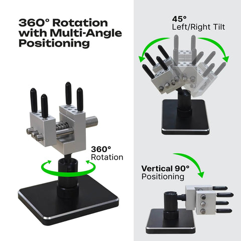 Totally Portable Nifty Mini Table Vise With Quick Swap Clamp, 360° rotation and multi-angle positioning for jewelry making.