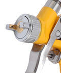 Close-up of the nozzle and knobs of the Rock Solid And Compact 125Ml Mini Spray Gun With Easy Turn Triple Knobs.