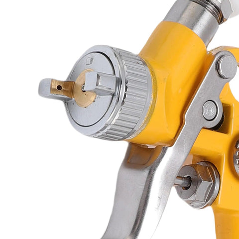 Close-up of the nozzle and knobs of the Rock Solid And Compact 125Ml Mini Spray Gun With Easy Turn Triple Knobs.
