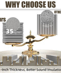Comparison of gray soundproof foam panels showing density differences, highlighting 2-inch thickness for better insulation.
