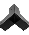 3-Way Right Angle Pergola Brackets Kit for 4x4 Posts, DIY Wood Stand Base for Outdoor Patios, shown in black steel finish