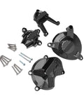 Straight Forward Fiberglass Nylon Engine Cover Set Replacement For Bmw S1000R 2009 To 2016 with carbon weave and hardware.
