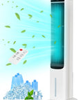 Windowless Portable Evaporative Cooler Tower Fan For Bedroom, 41 Inch, showing cool airflow with remote and ice pack