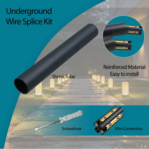 Underground Wire Splice Kit For Romex 14/3 To 8/3 UF Cables Direct Burial 600V Max Waterproof With Heat Shrink Tubing