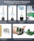 Multi Pin Controller Soldering Iron Tip Kit With TS100 And 936 Adapters, Chrome Plated Copper Tips For Fast Heat Transfer And Precision Alignment, Gamer Grade Desoldering For PS5 PS4 Xbox Series X And S Xbox One And Switch Controllers. Installation process diagram for 936 controller
