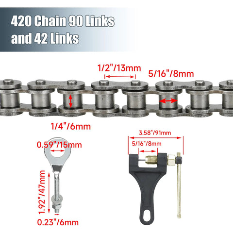 40T Sprocket 420 Chain Kit For Coleman And Predator Mini Bikes Includes 42 And 90 Link Chains Rear Chain Replacement