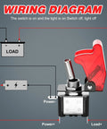 12V LED Toggle Switches Kit 12 Pack Heavy Duty SPST Rocker With Safety Flip Covers 20A 3 Pin Blade Red Wiring Diagram
