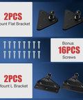 Two Pack 20 Inch Universal Gas Strut Springs with 2 flat and L brackets, 16 screws for RV entry doors, motorhome compartments.