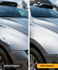 Before and after using 1.8KW Stud Welder Dent Repair Kit 110V Spot Welder With Slide Hammer on car fender