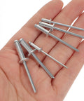 180 Piece Aluminum Blind Rivets Assortment Kit For Tools And Home Improvement With Corrosion Resistance Sturdy Lightweight Design Pro Grade Pop Rivets And Flat Rivets For DIY Projects Great For Repairs And Crafting, aluminum blind rivets in hand