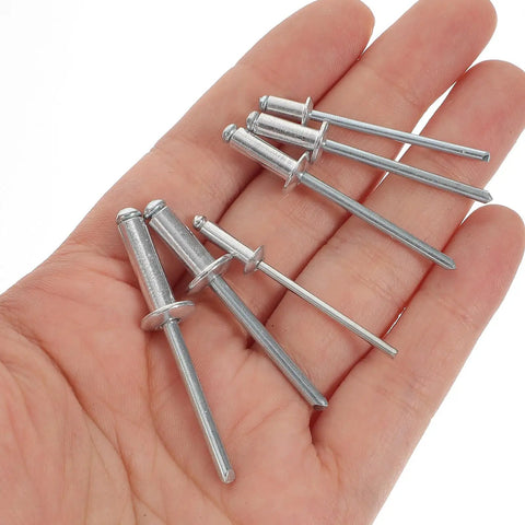 180 Piece Aluminum Blind Rivets Assortment Kit For Tools And Home Improvement With Corrosion Resistance Sturdy Lightweight Design Pro Grade Pop Rivets And Flat Rivets For DIY Projects Great For Repairs And Crafting, aluminum blind rivets in hand