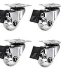 Heavy Duty Caster Wheels With Brakes For Furniture And Workbenches Top Plate Swivel Casters Polyurethane Tread