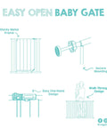Diagram showcasing Easy Open Extra Wide Baby Gate For Doorways Hallways And Bottom Of Stairs 29 To 47 Inches Pressure Mounted