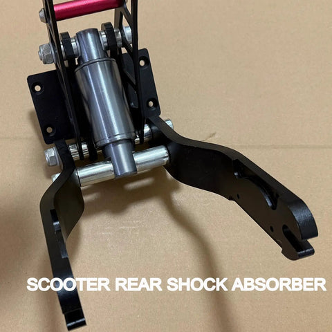 Beefed-Up Hydraulic Rear Shock Upgrade for Electric Scooters, Cylindrical Suspension Kit with metal components visible