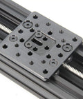 Close-up of 200mm 4080U Z Axis Screw Slide Table Linear Actuator Kit for 3D Printers and DIY CNC Routers, all-metal precision build.