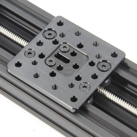 Close-up of 200mm 4080U Z Axis Screw Slide Table Linear Actuator Kit for 3D Printers and DIY CNC Routers, all-metal precision build.